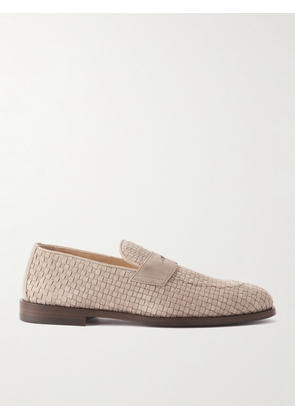 Brunello Cucinelli - Woven Suede Penny Loafers - Men - Neutrals - EU 41