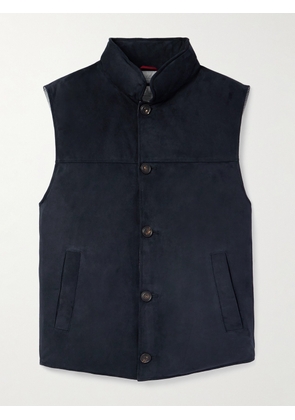 Brunello Cucinelli - Padded Suede Down Gilet - Men - Blue - M