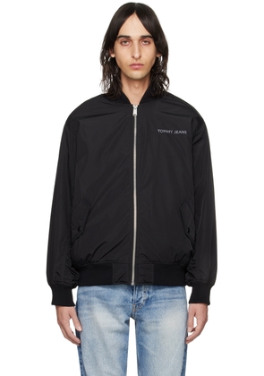 Tommy Jeans Black Embroidered Bomber Jacket