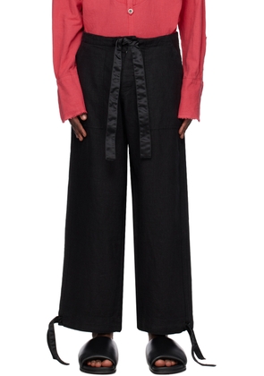 Greg Lauren Black Wide-Leg Trousers