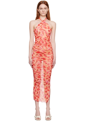 Marco Rambaldi Orange Sheer Midi Dress