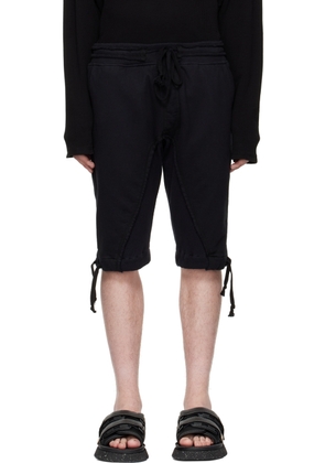 Greg Lauren Black Cotton Shorts