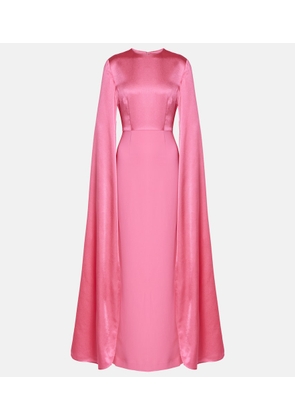 Solace London Adley caped crÃªpe gown