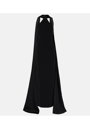 Solace London Ophelia caped satin-trimmed maxi dress