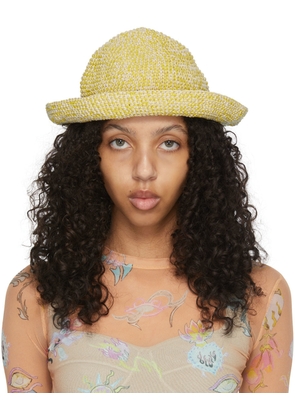 Marco Rambaldi SSENSE Exclusive Yellow Crochet Bucket Hat