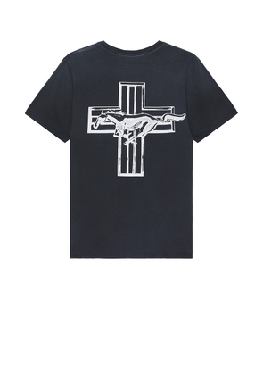 ONE OF THESE DAYS Mustang Cross Tee in Washed Black - Black. Size M (also in ).