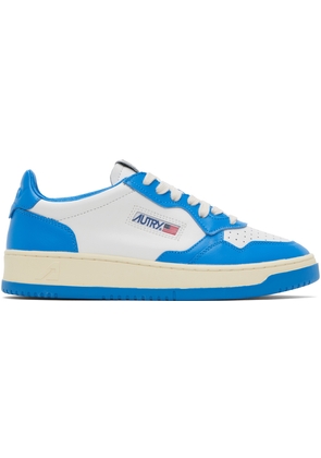 AUTRY White & Blue Medalist Low Sneakers