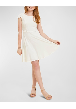 Girl's Flutter Short-Sleeve Dress, Size 7-20