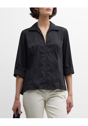 3/4-Sleeve Stretch Cotton Swing Shirt