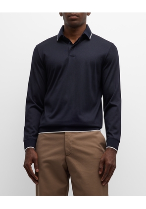 Men's Wool Polo Shirt with Tipping