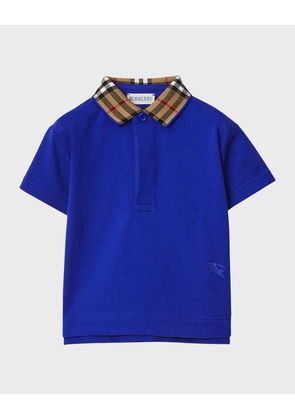 Boy's Johane Embroidered Check Collar EKD Polo Shirt, Size 6M-2