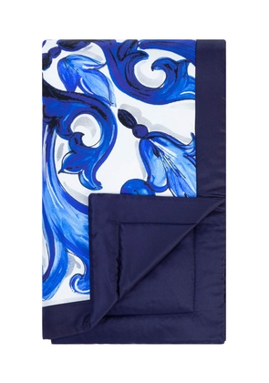 printed silk quilted blanket - OS White