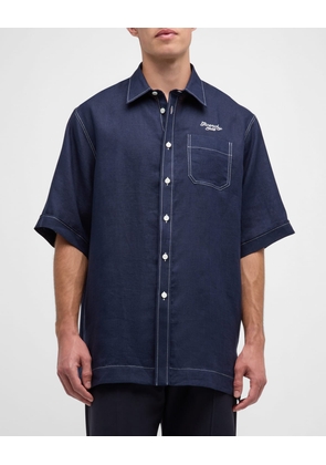 Men's Logo Embroidered Button-Front Shirt