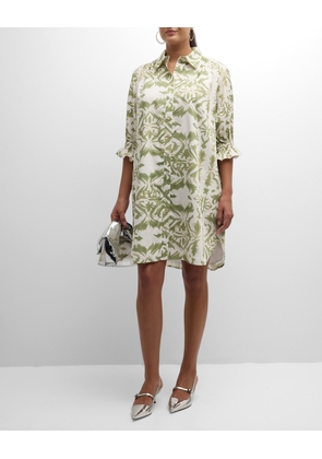 Plus Size Miller Tile-Print Cotton Shirtdress