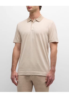 Men's Structured Cotton Silk Short-Sleeve Polo Shirt