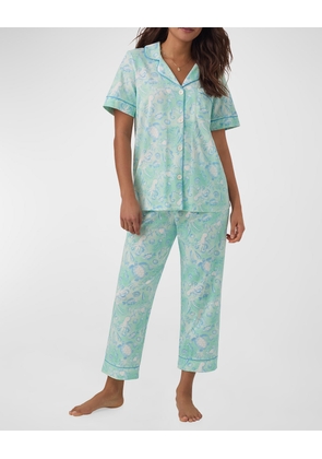 Cropped Organic Cotton Jersey Pajama Set