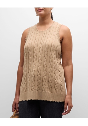 Plus Size Frayed Cable-Knit Tank