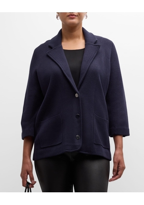 3/4-Sleeve Cotton-Blend Blazer