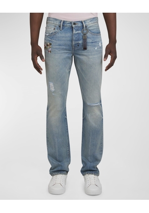 Men's Peony Embroidered Jeans