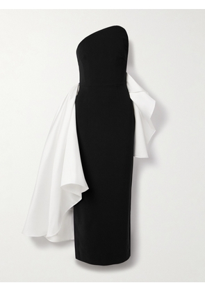 Solace London - Nala Strapless Crepe And Satin-faille Midi Dress - Black - UK 4,UK 6,UK 8,UK 10,UK 12,UK 14,UK 16