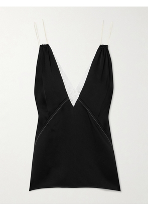 Victoria Beckham - Paneled Lace-trimmed Satin Camisole - Black - UK 4,UK 6,UK 8,UK 10,UK 12,UK 14