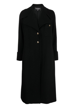 CHANEL Pre-Owned 1990s CC-buttons wool maxi coat - Blue