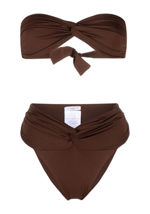 La Reveche twist-detail bikini set - Brown