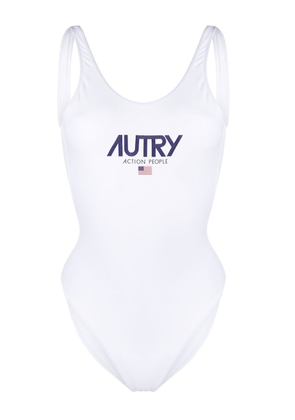 Autry logo-print swimsuit - White