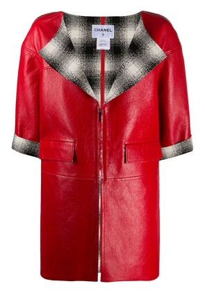 CHANEL Pre-Owned single-breasted leather coat - Red