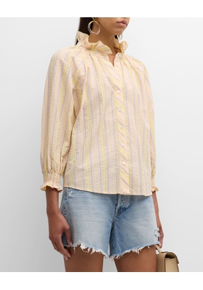 Fiona Striped Seersucker Cotton Shirt