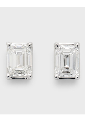 18K White Gold Emerald-Cut Diamond Stud Earrings, 1.0tcw