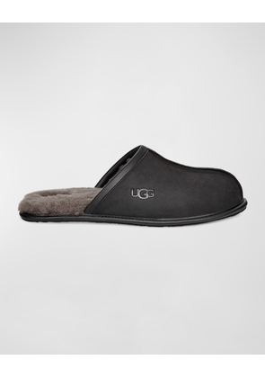 Men's Scuff Leather Mule Slippers w/ Wool Lining