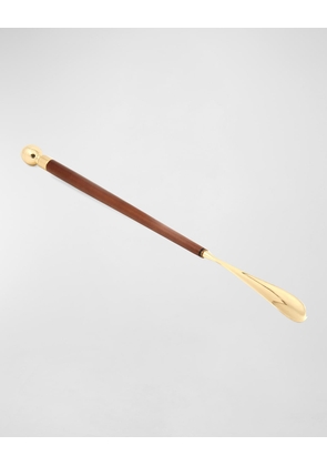 Teak Wood Shoe Horn w/ Brass Accents