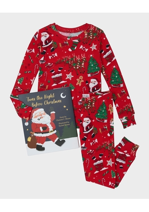 Kid's Twas the Night Before Christmas Printed Pajama Gift Set, Size 2-8