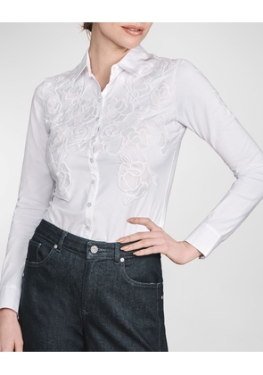 Vianey Floral Applique Button-Down Top