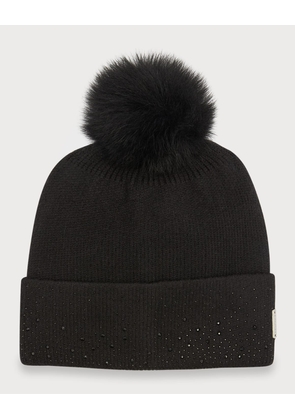 Embellished Toscana Lamb Pom Knit Beanie