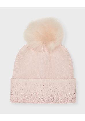 Embellished Toscana Lamb Pom Knit Beanie