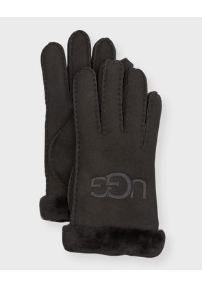 Embroidered Logo Sheepskin Gloves