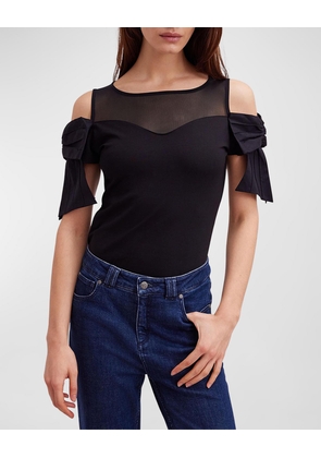 Virtyl Cold-Shoulder Bow-Sleeve T-Shirt