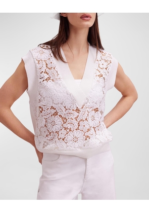 Ombelle V-Neck Floral Lace Vest