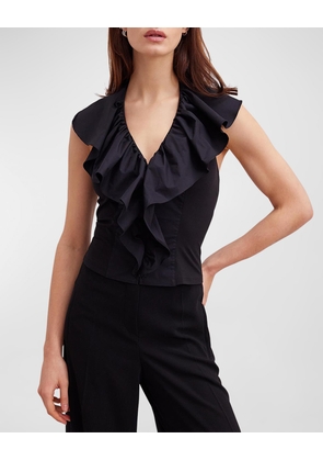 Vanes Ruffle Poplin Halter blouse