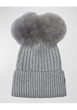 Double Toscana Lamb Pom Knit Beanie