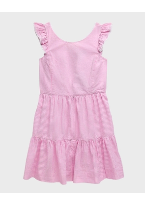 Girl's Seersucker Tiered Stripe Dress, Size 7-16