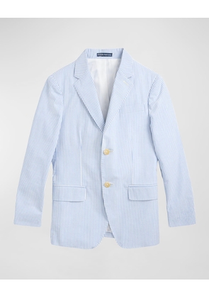 Boy's Seersucker Tailored Sport Coat, Size 8-16