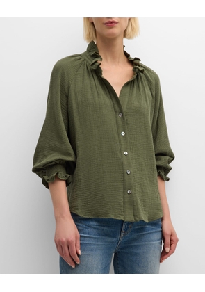 Fiona Ruffle-Trim Cotton Gauze Shirt