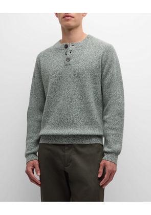 Men's Marled Button Crewneck Sweater