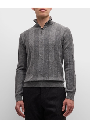 Men's Broken Cable Quarter-Zip Sweater