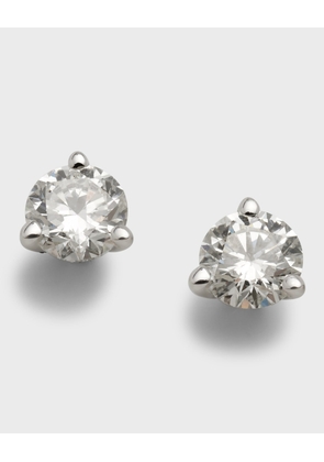 18K White Gold 3-Prong Round Diamond Martini Stud Earrings, 0.75tcw