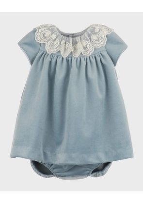 Girl's Lace Collar Velvet Dress, Size 6M-24M