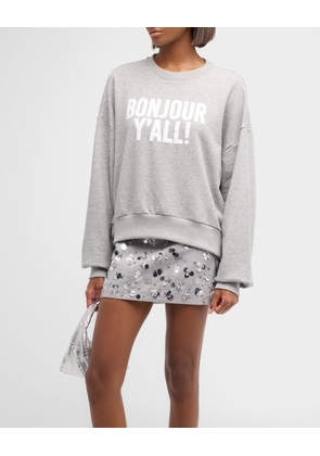 Bonjour Y'all Drop-Shoulder Cotton Sweatshirt